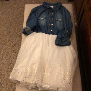 Girls denim topped dress, Size 10